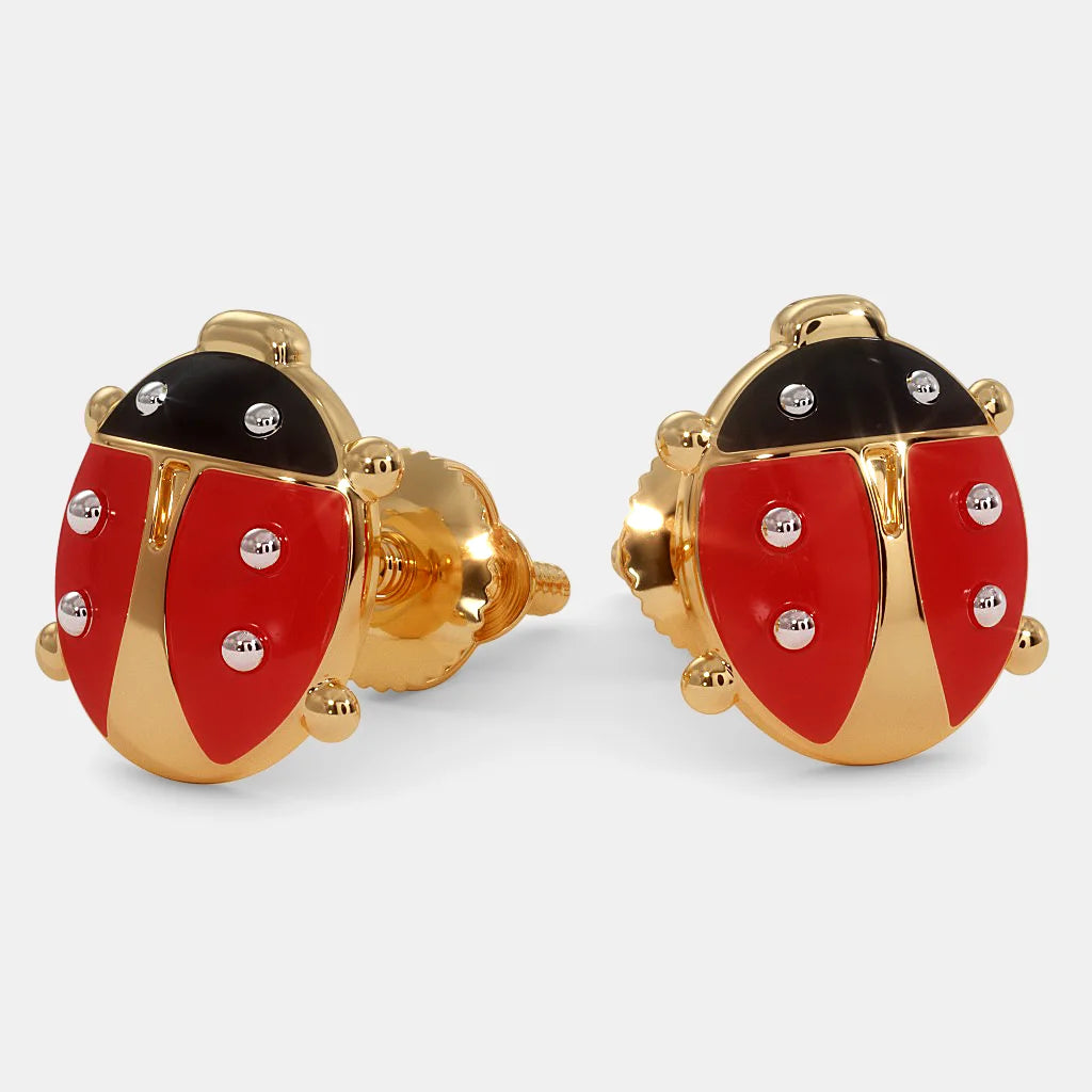 Lady Bug Kids Gold Earrings